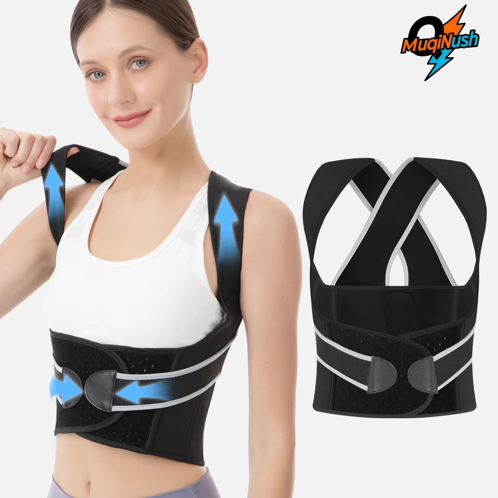 MuqiNush Mesh Breathable Posture Corrector Adjustable Back Support Brace Hunchback Correction Belt For Men Women Posture