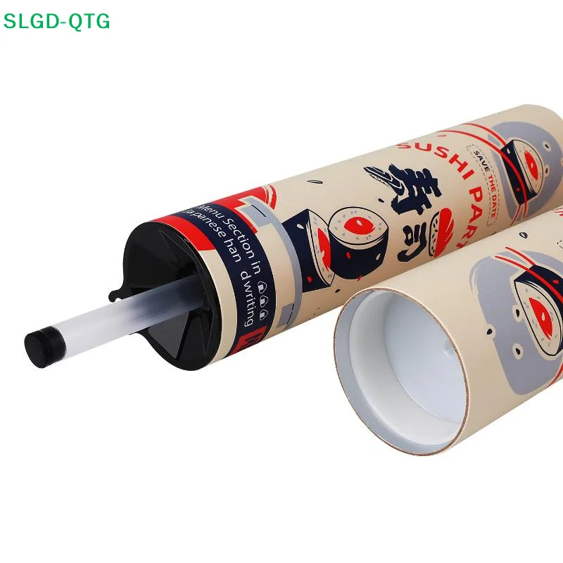 3Pcs Round Sushi Push Box With Sauce Straw Food Grade Sushi Mold Cone Push Up Paper Bucket Packaging Paper Box Bento Accessories