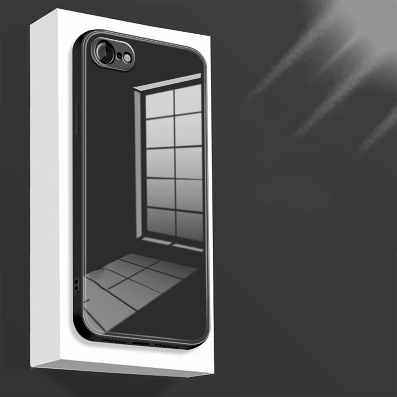 Luxury Square Liquid Tempered Glass Phone Case For iPhone 17 16 E 15 14 13 12 11 Pro XS max X XR Plus Camera Protection Cover