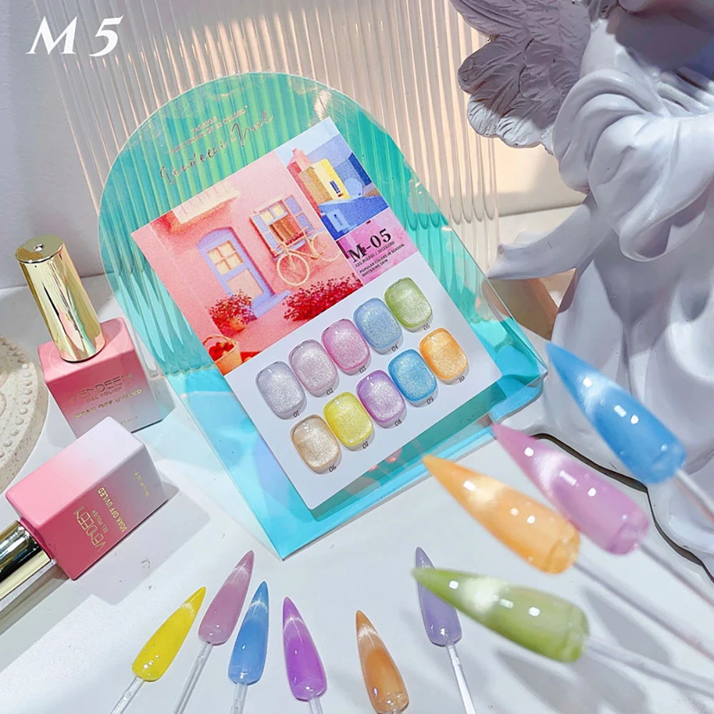 Vendeeni 10 Farben/Set Leuchtender Katzenaugen-Gel-Nagellack mit Diamant-Effekt, magnetischer UV-LED-Katzenaugen-Gel-Lack mit Display – Detail 11