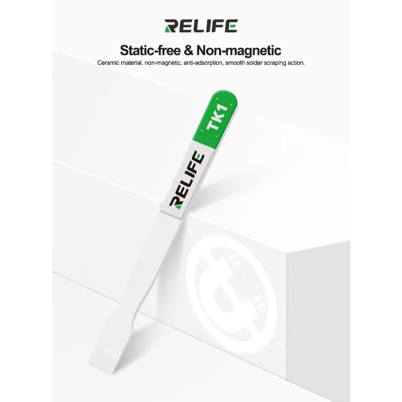 RELIFE TK1 Anti-static Ceramics Soldering Paste Scraper for Phone BGA Chip Repair Smear Tin Planting Non Magnetic Scraper