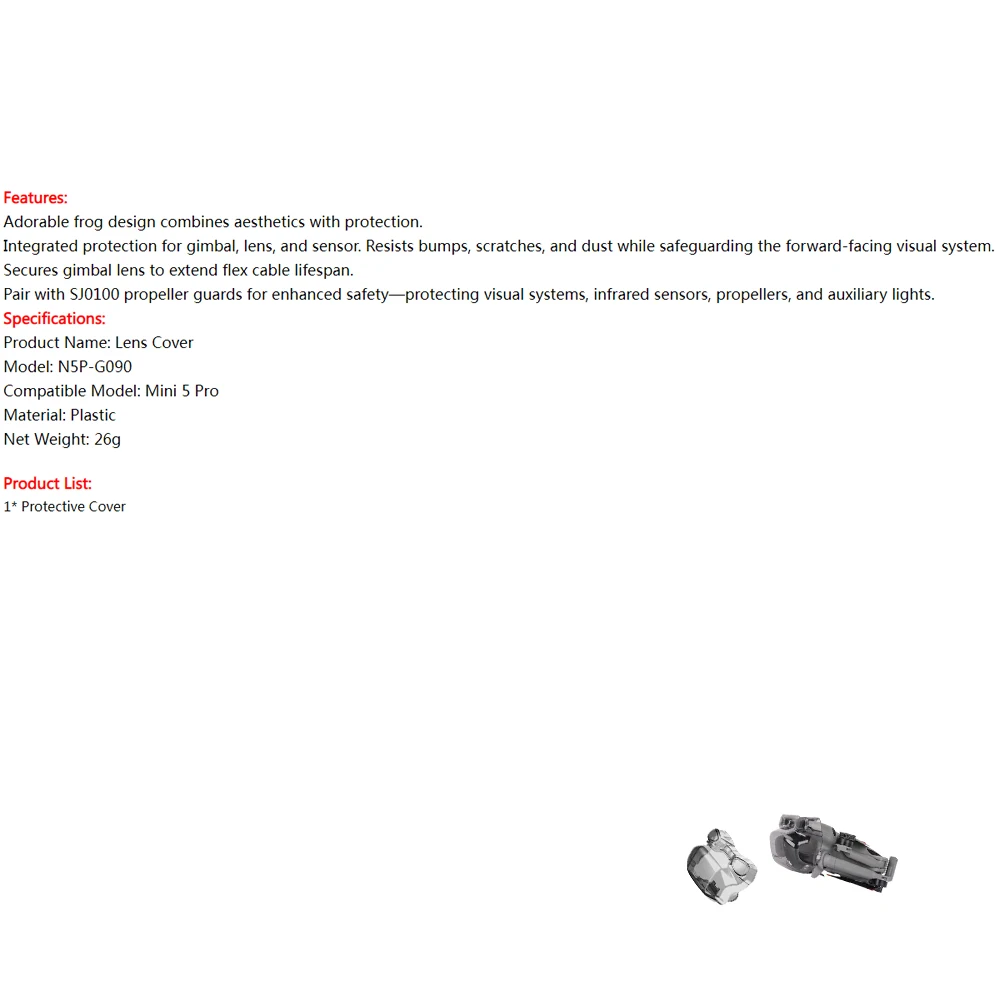 

Gimbal Protective Cover for DJI Mini 5 Pro, Lens Cover Dustproof Cap Replacement Part Gimbal Guard Camera Protector Filters