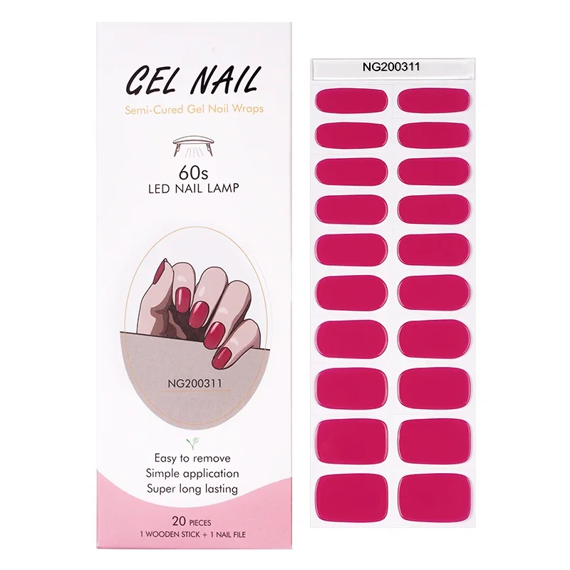 16/20 tips de uñas semi curadas, adhesivas de color sólido, cobertura completa, requieren lámpara UV, DIY 4