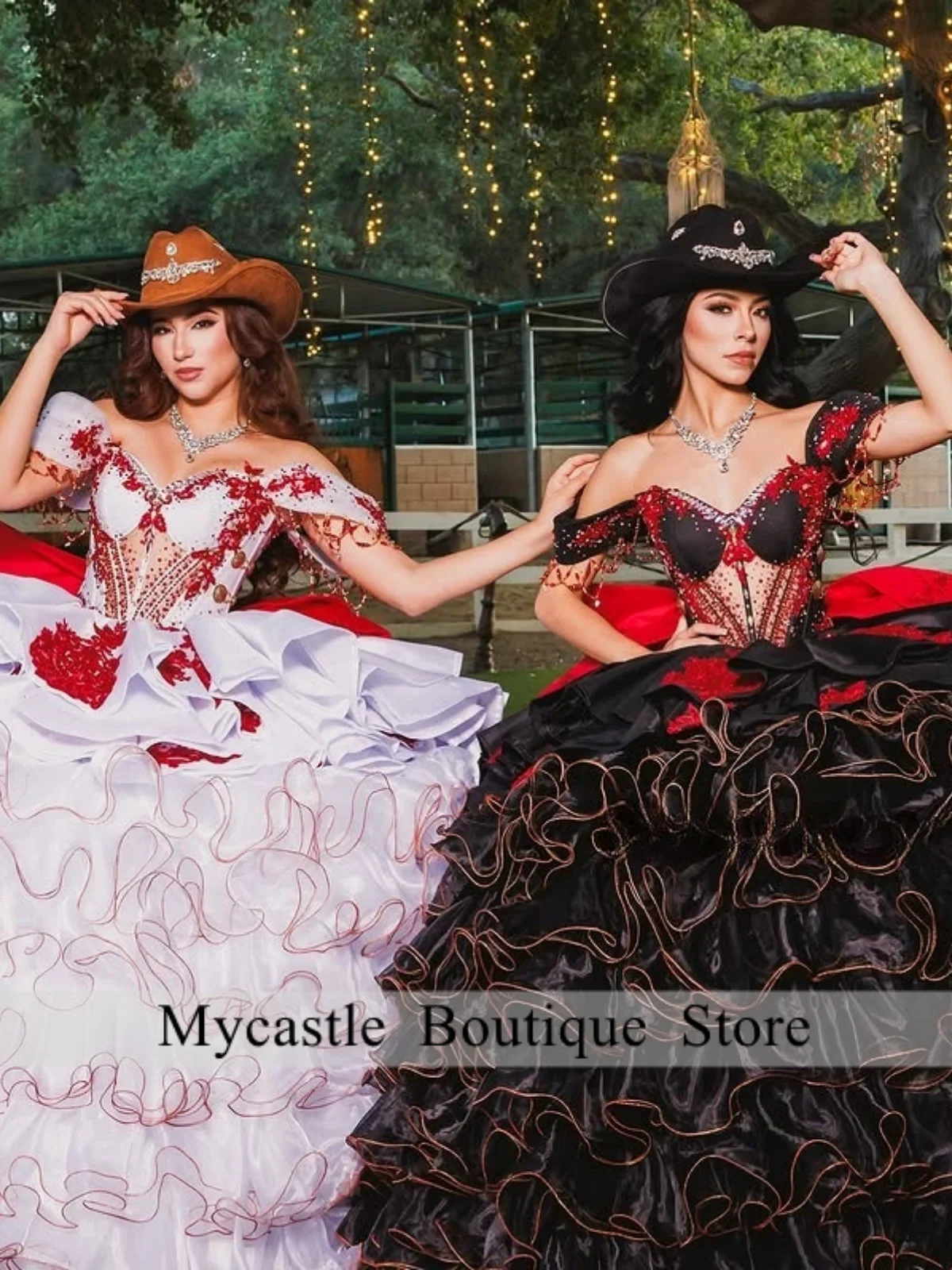 Wit Zwart Mexicaanse Rode Strik Borduren Quinceanera Jurk Afneembare Baljurk 2025, Strapless Sweet 15 16 Jurk Verjaardagsjurk