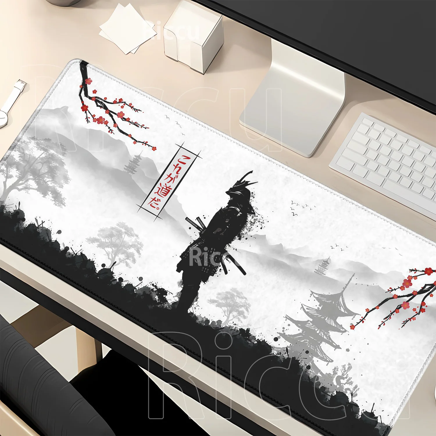 

Коврик для мыши Samurai Warrior Gamer ПК Компьютерная офисная клавиатура Игровой коврик для мыши с HD-принтом Оверлок для ноутбука 400x900 мм XXL Настольный коврик