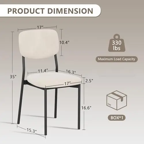 Upholstered Dining Chairs Set, Modern Stackable Dining Room Chairs with Soft Velvet Backrest, Kitchen Chairs with