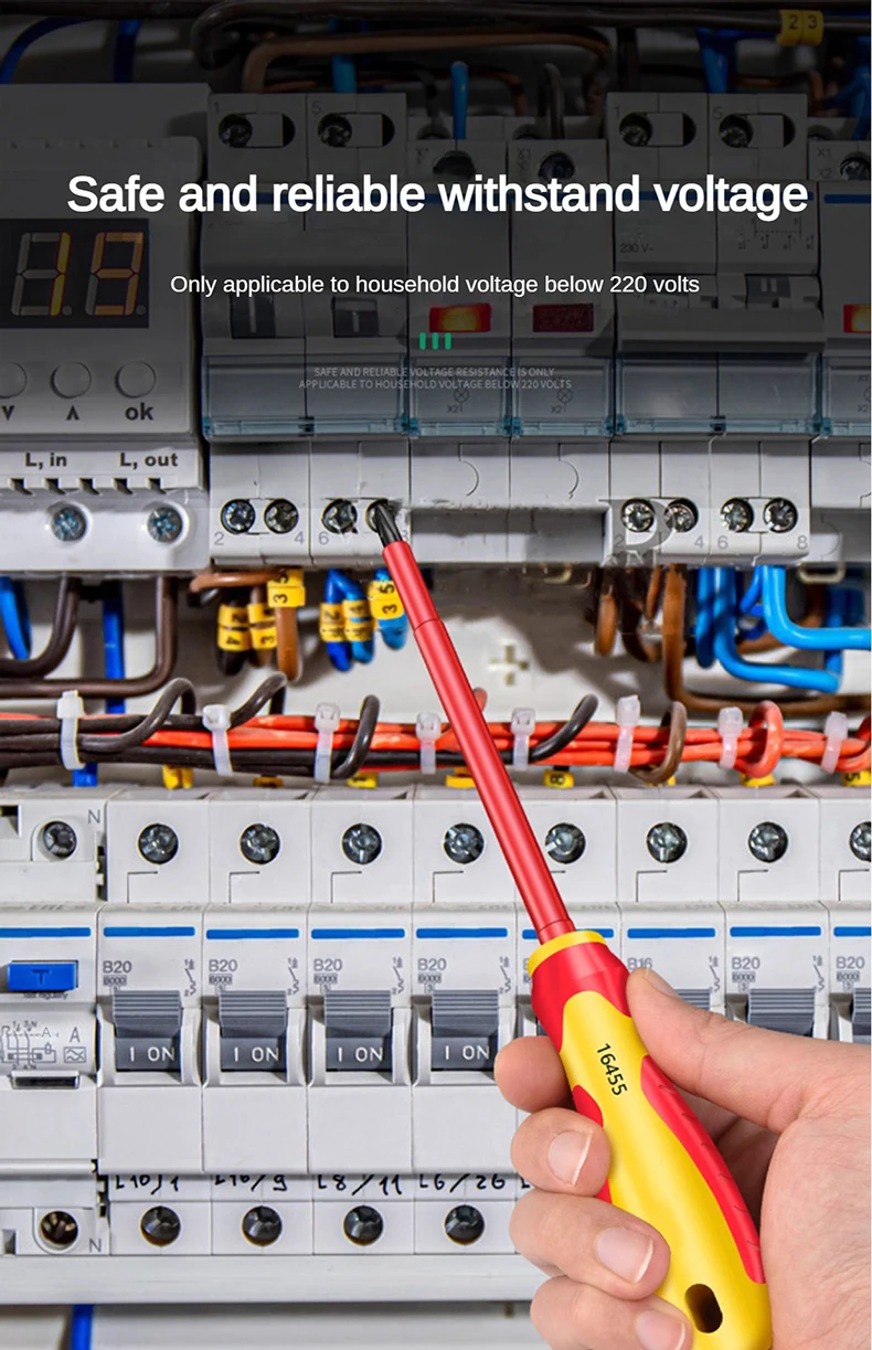 Isolierter Schraubendreher mit Schlitz und Kreuzschlitz, Magnetischer Mutternschlüssel, Elektriker-Werkzeug für Professionelle Schaltkreis-Wartung – Detail 3