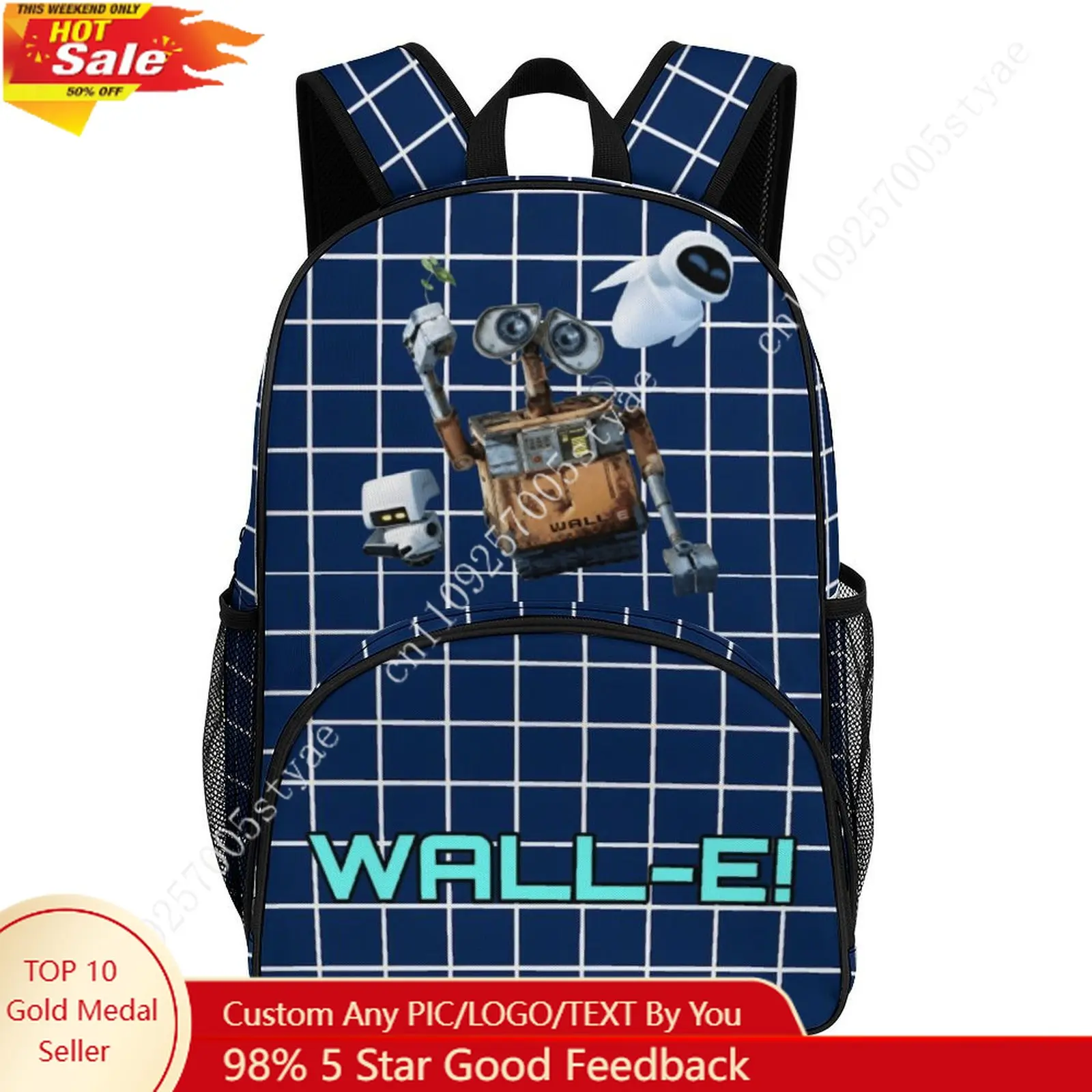 

WALL-E Large Capacity Backpack Disney Cartoon Decorate Fabric Bags Design Your Photo Logo Text Party Holiday Cosplay Gifts