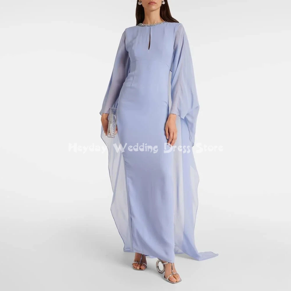 

Heyday Customized Women's Beaded O-neck Sheath Luxury Evening Dresses Long Sleeves With Shawl Ankle-Length Elegant Dresses 2025