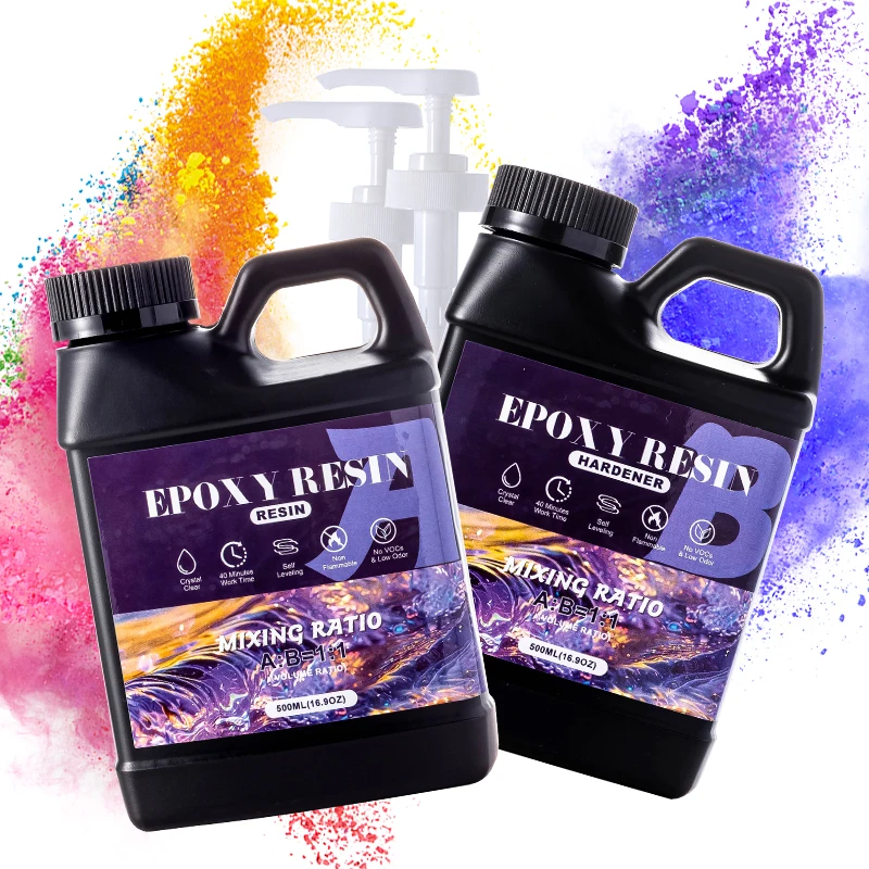 Epoxy Resin Kit 1:1 Ratio Anti-Yellowing Newly Formulated Crystal Clear Epoxy Resin Kit for Casting Molds DIY Jewelry Resin Art