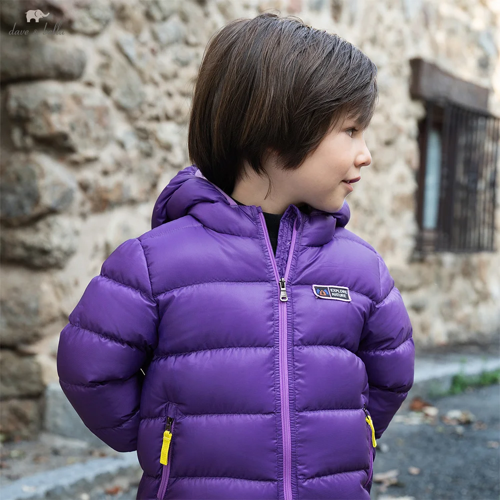 Dave Bella Children Down Jacket Winter Autumn Boys Girls Plush Hooded Waterproof Overcoat White Duck Down Kids Clothes DB4253981