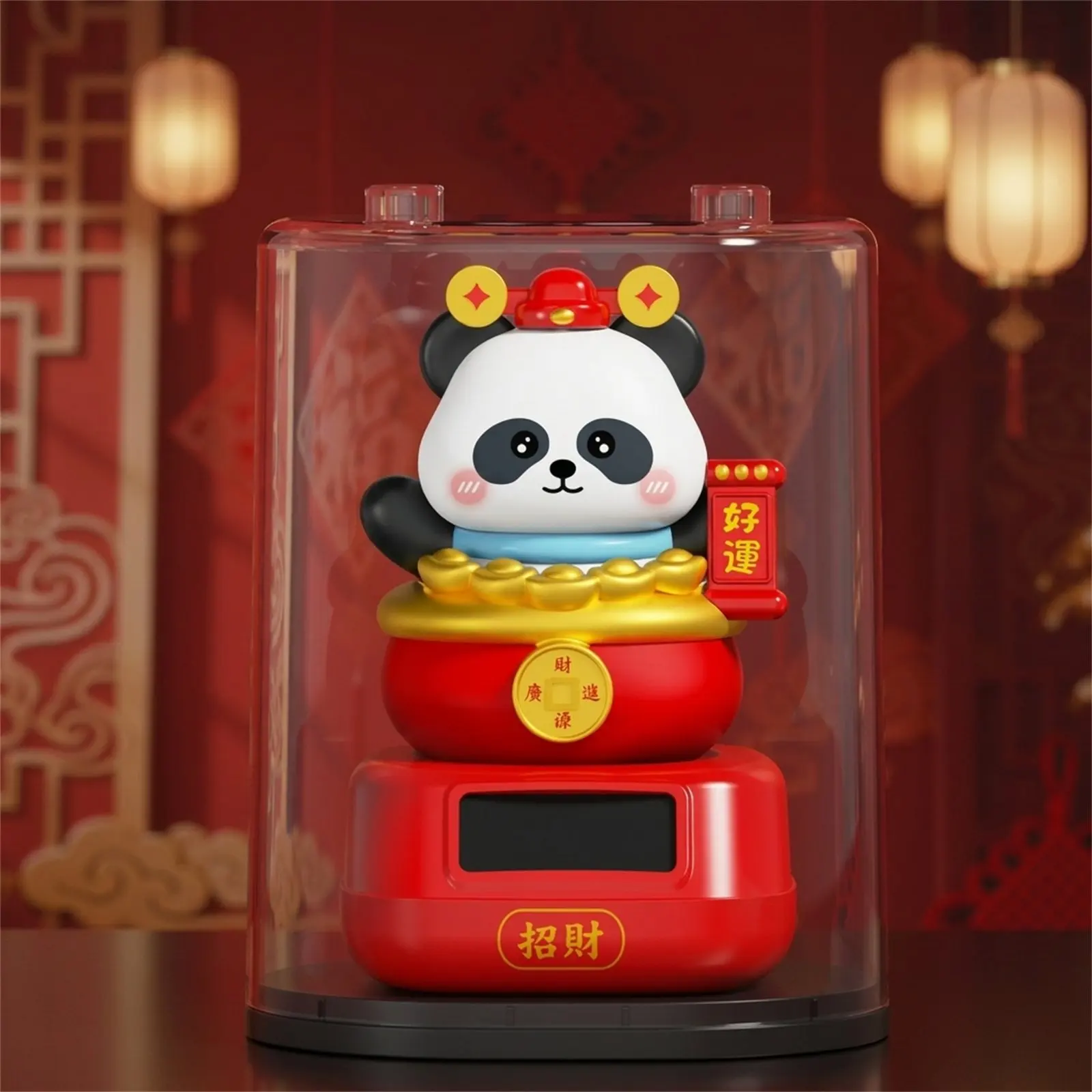 Panda Ornament Cute Car Dashboard Decor for Panda Lovers, Light Activated Swing Lucky Figure, Office Home Desk Accessory