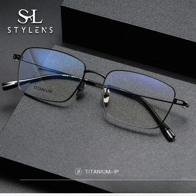 

STYLENS чистый титан с тонкими краями в черной оправе, деловые очки для мужчин и женщин, модные прогрессивные очки для чтения с синим светом Nti 80918