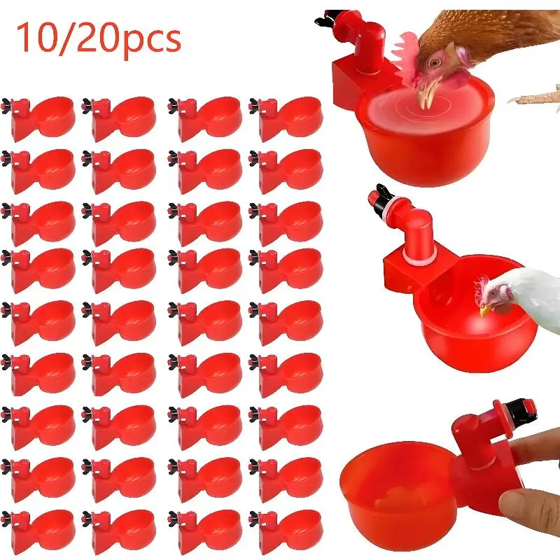 * 10/20Pcs Chicken Duck Drinking Cup Automatic Drinker Chicken Feeder Plastic Poultry Farm Water Drinking Cups Easy Installation view 3
