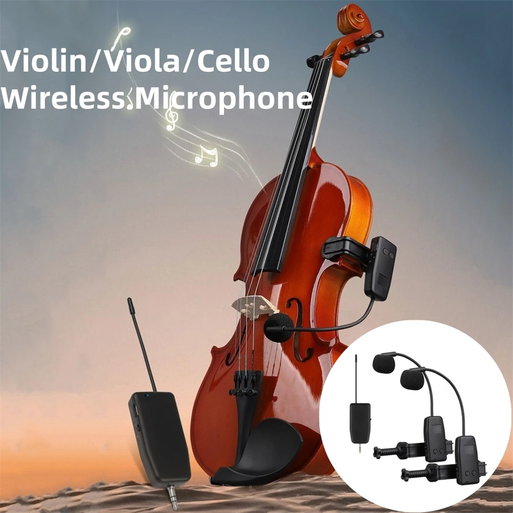 

Extended Range Violin Microphone Outdoor Events Mini Metal Clip Robust Connection Simultaneous Charging For Viola