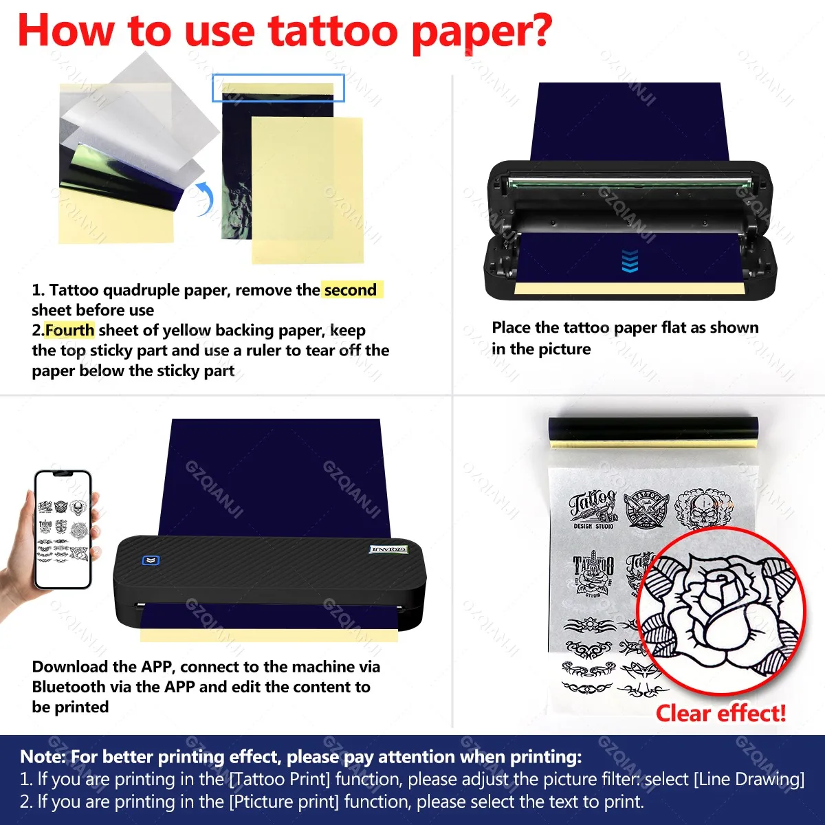 Imagem -04 - Portátil Tatuagem Térmica Transfer Maker Impressora a4 Usb Bluetooth sem Fio Caixa de Papel Suporte Celular Smartphone Android Print