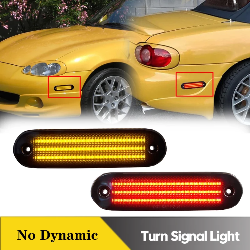 

2Pcs LED Front Rear Bumper Side Marker Turn Signal Light For Mazda Miata MX-5 1990-2005 Amber Red Stoplight Brake Lamps