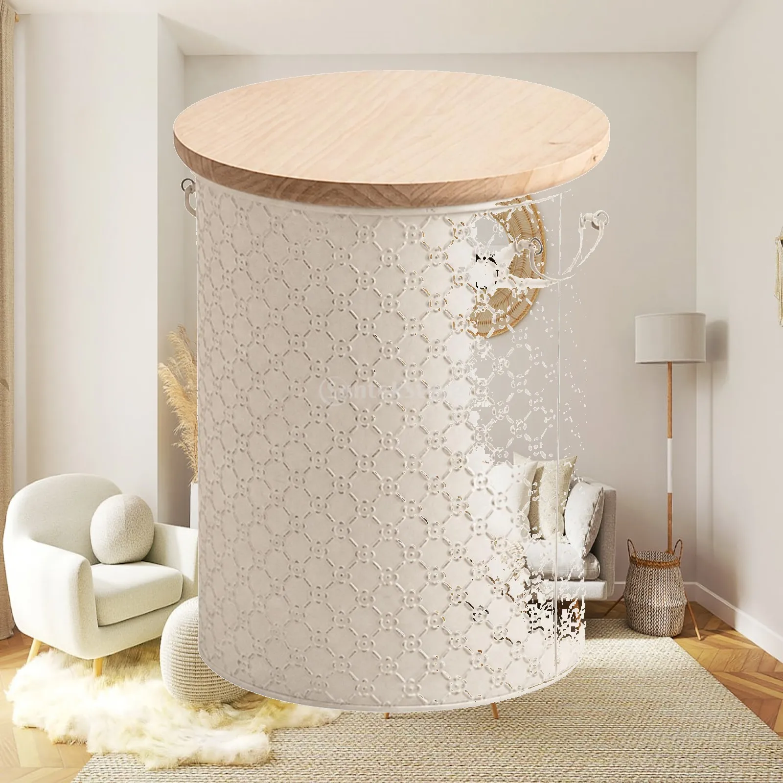 Modern Retro Side Table with Geometric Cutout Design for Sofa Corner Placement