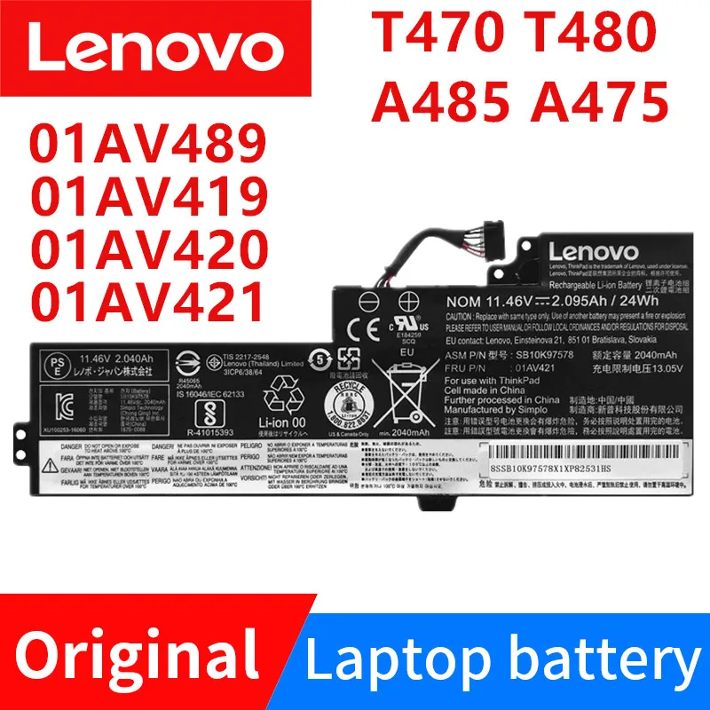 Lenovo Thinkpad A475 A485 T470 T480 TP25 Original Laptop Battery 01AV489 01AV419 01AV420 01AV421 SB10K97576 SB10K97577