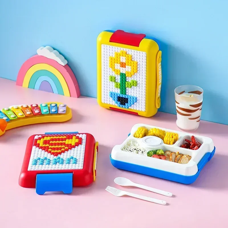 New DIY Lunch Box Color Building Blocks Splicing Colorful Children Student Portable Sealed Lunch Box  Leak Proof Cute Bento Box