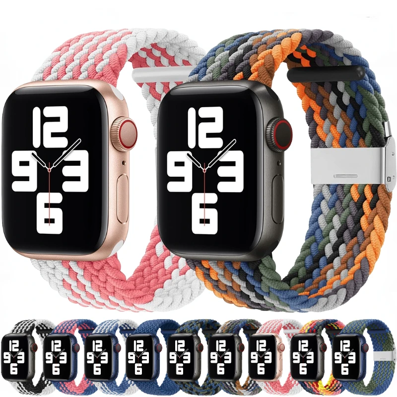 

Ремешок нейлоновый для Apple watch Ultra 8 7 49 мм 45 мм 41 мм, плетеный Воздухопроницаемый браслет для iWatch 6 5 4 3 SE 44 мм 40 мм 42 мм 38 мм