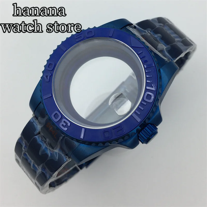 40mm blue coated aseptic case Sapphire glass suitable for NH35 NH36 NH34 Miyota  ETA2824 PT5000 Movement Jubilee Oyster Bracelet