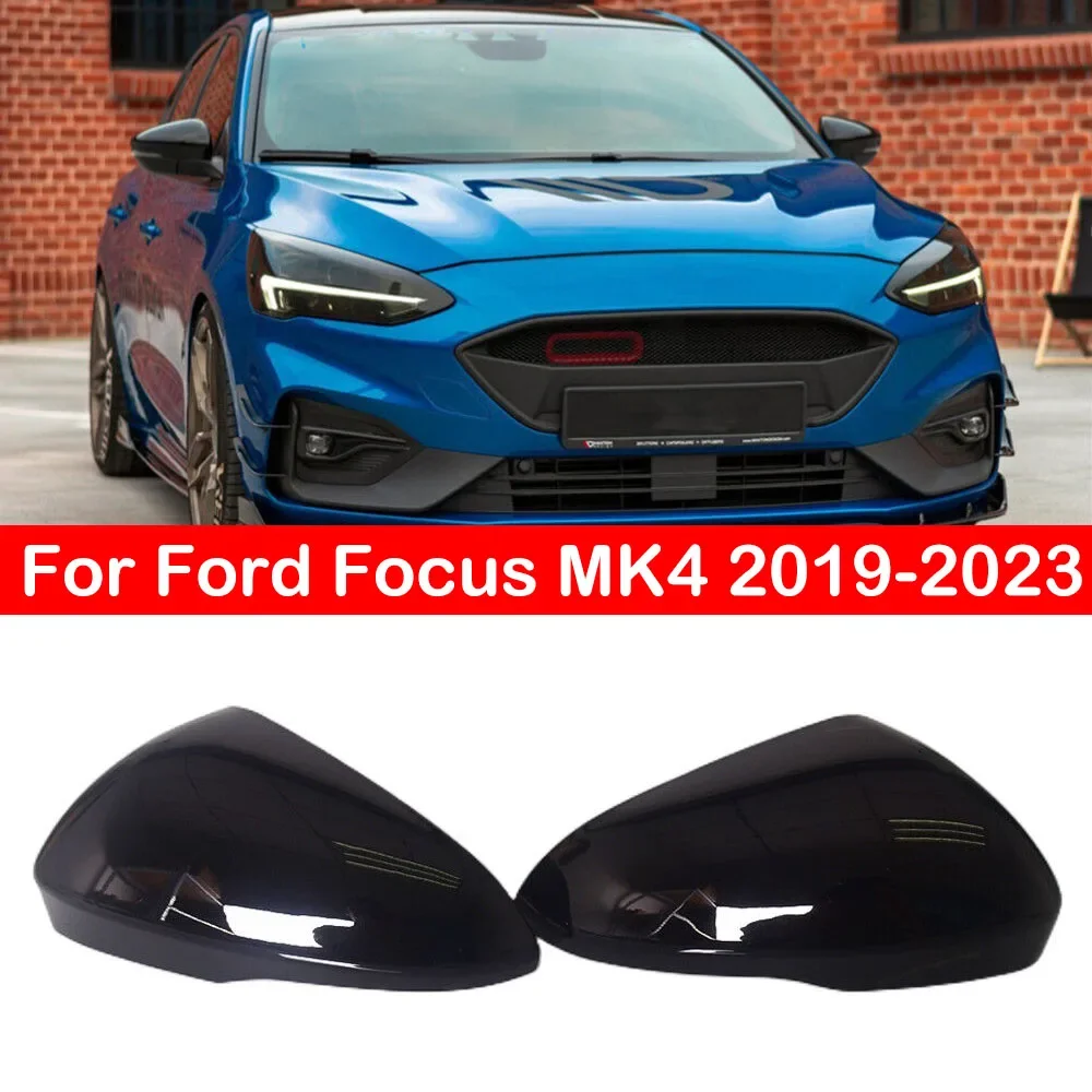 

For US Ford Focus MK4 2019-2023 Rearview Side Mirror Cover Wing Cap Sticker Exterior Door Rear View Case Trim Carbon Fiber Look