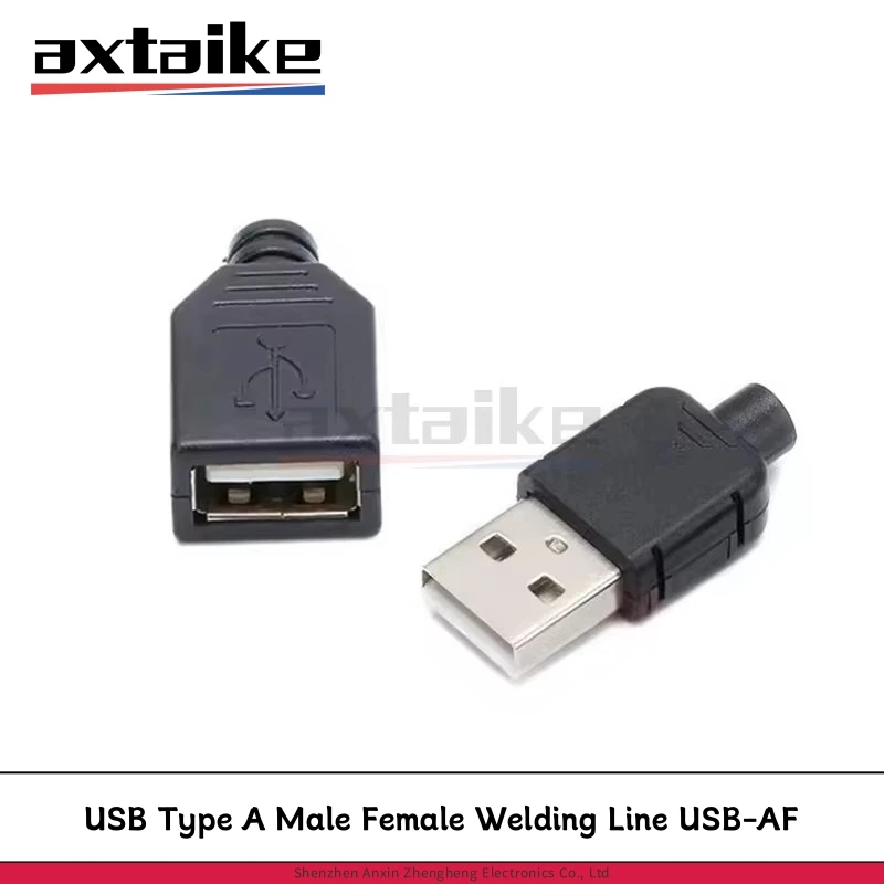 5PCS USB Type A Male Female Welding Line USB-AF Interface Connector DIY Soldered Plastic Shell USB-A 2.0 4Pin Plug socket