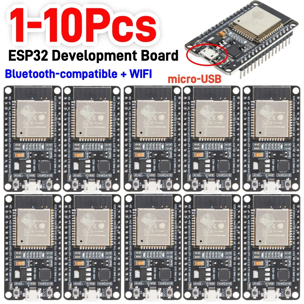 

Микроконтроллер ESP32 (ESP-32) с модулями Wi-Fi и Bluetooth, сверхнизкое энергопотребление, двухъядерный, Micro USB