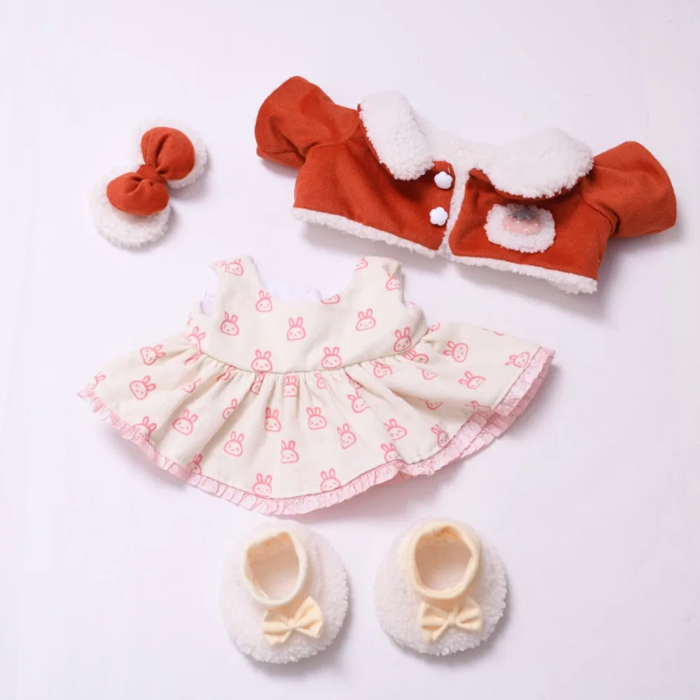 

For 38cm Labubu Doll Clothes Red Coat Bunny Dress Set Love Clothes Dolls Accessories Changing Dress Playing House Game Gift Toys