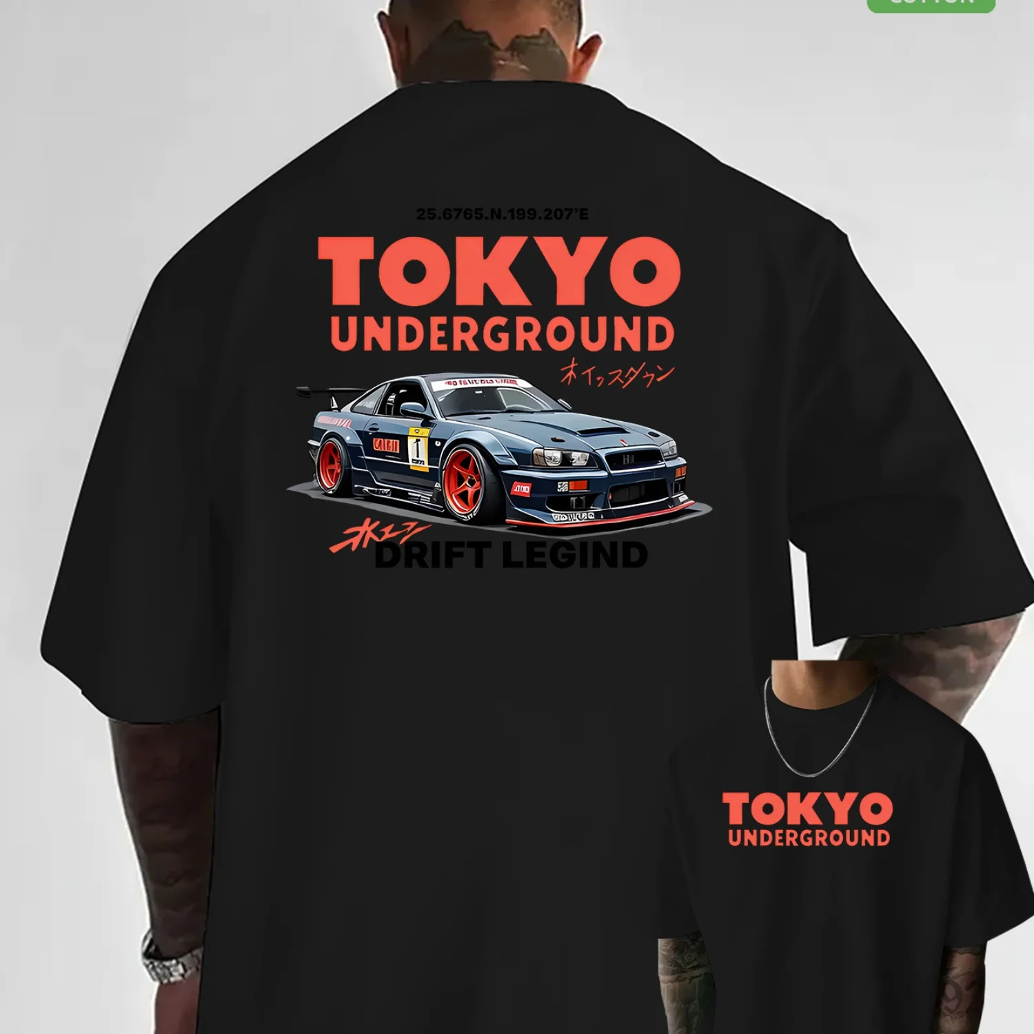 Summer Casual Street Style Tokyo Underground Drifting Racing Men's Cotton T-shirt Men's and Women's Print Short-sleeved T Shirt