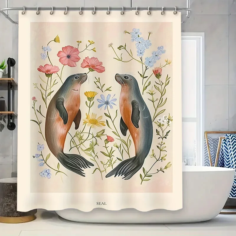 

Занавеска для душа с принтом печатью, водонепроницаемая ткань, декоративный набор для ванной комнаты, украшение для ванной комнаты, домашний декор, цветочный дизайн, идеи подарков