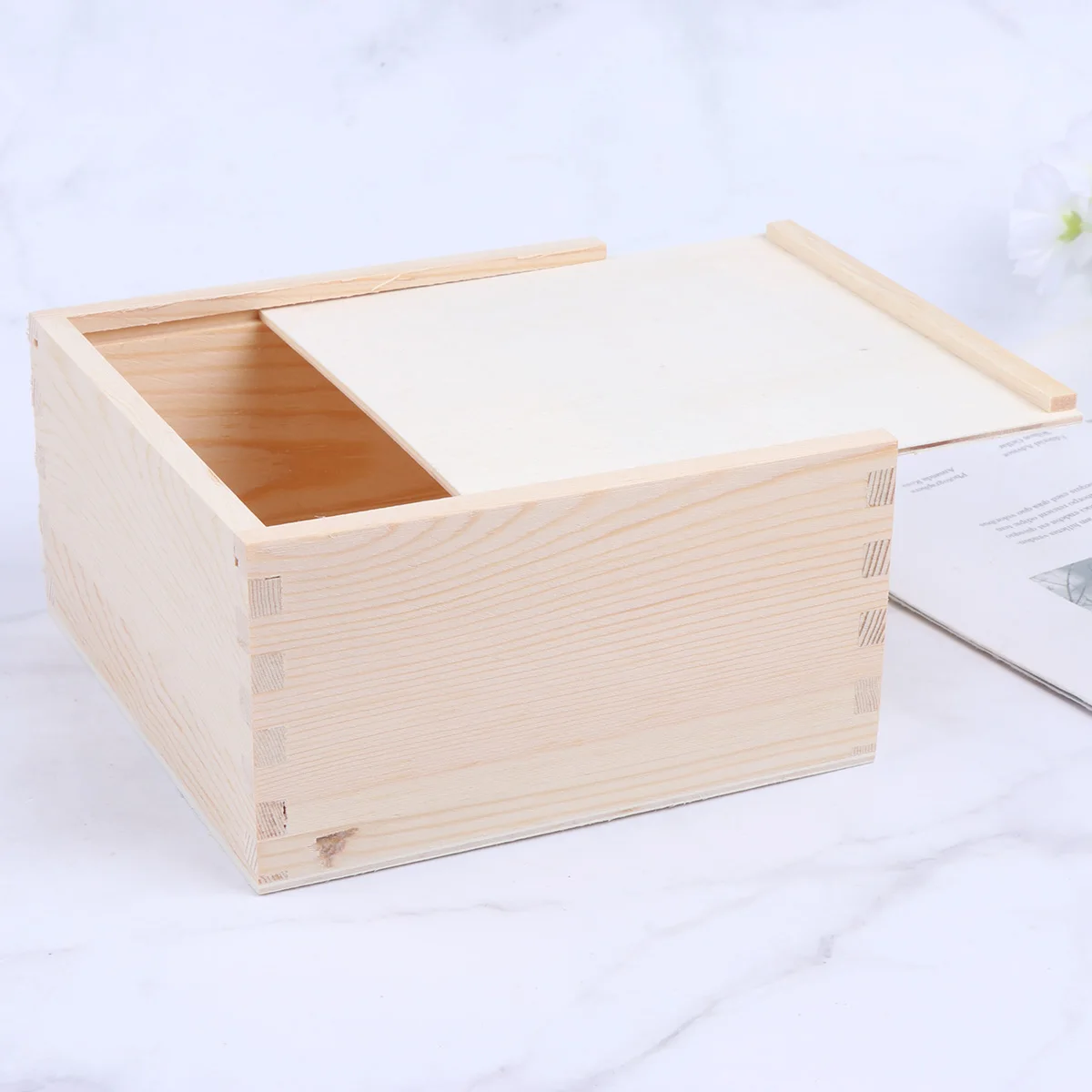 

14.7X14.6X7.6Cm Push Cover Wooden Storage Case For Jewelry Rings Bracelets Simple Elegant Packaging Holder Wooden