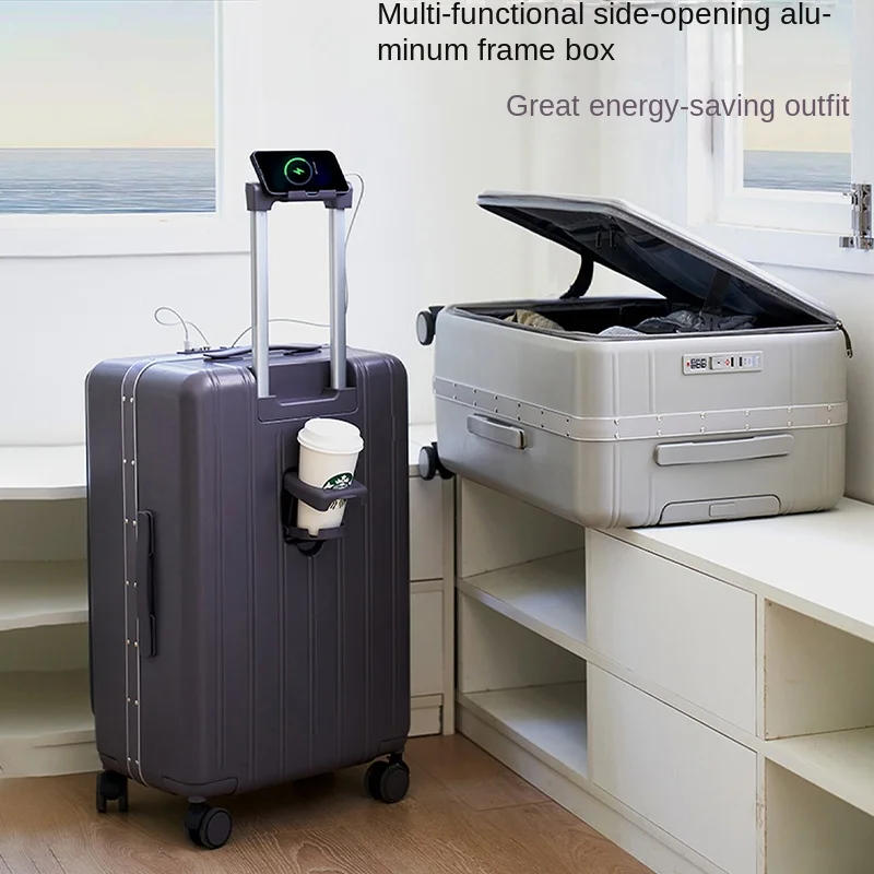 

Side-Opening Luggage 20-28 Inch Large Capacity Multi-Function Business Trolley Suitcase for Men and Women Travel Cabin Suitcase