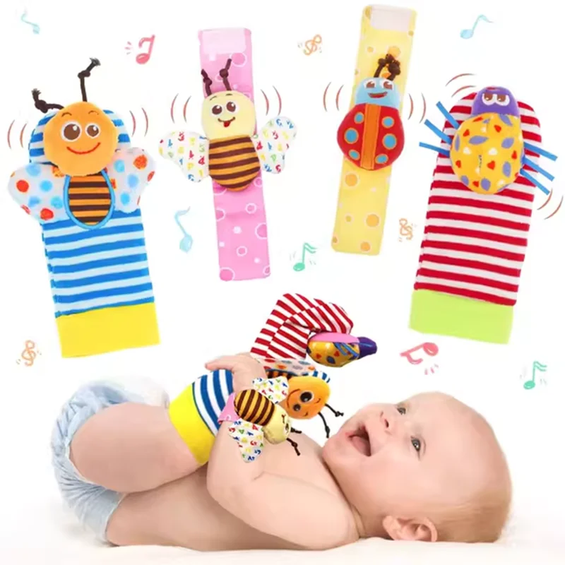 Baby Leuke Cartoon Vroege Onderwijs Bel Speelgoed Puzzel Pols Ring Papieren Bel Pluche Sokken Kinderen Rustgevend Speelgoed