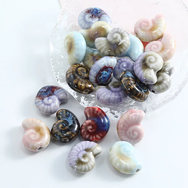 New 10PCS Ceramic Conch Beads Loose Spacer Beads For Jewelry Making DIY Bracelet Necklace Accessories 2024