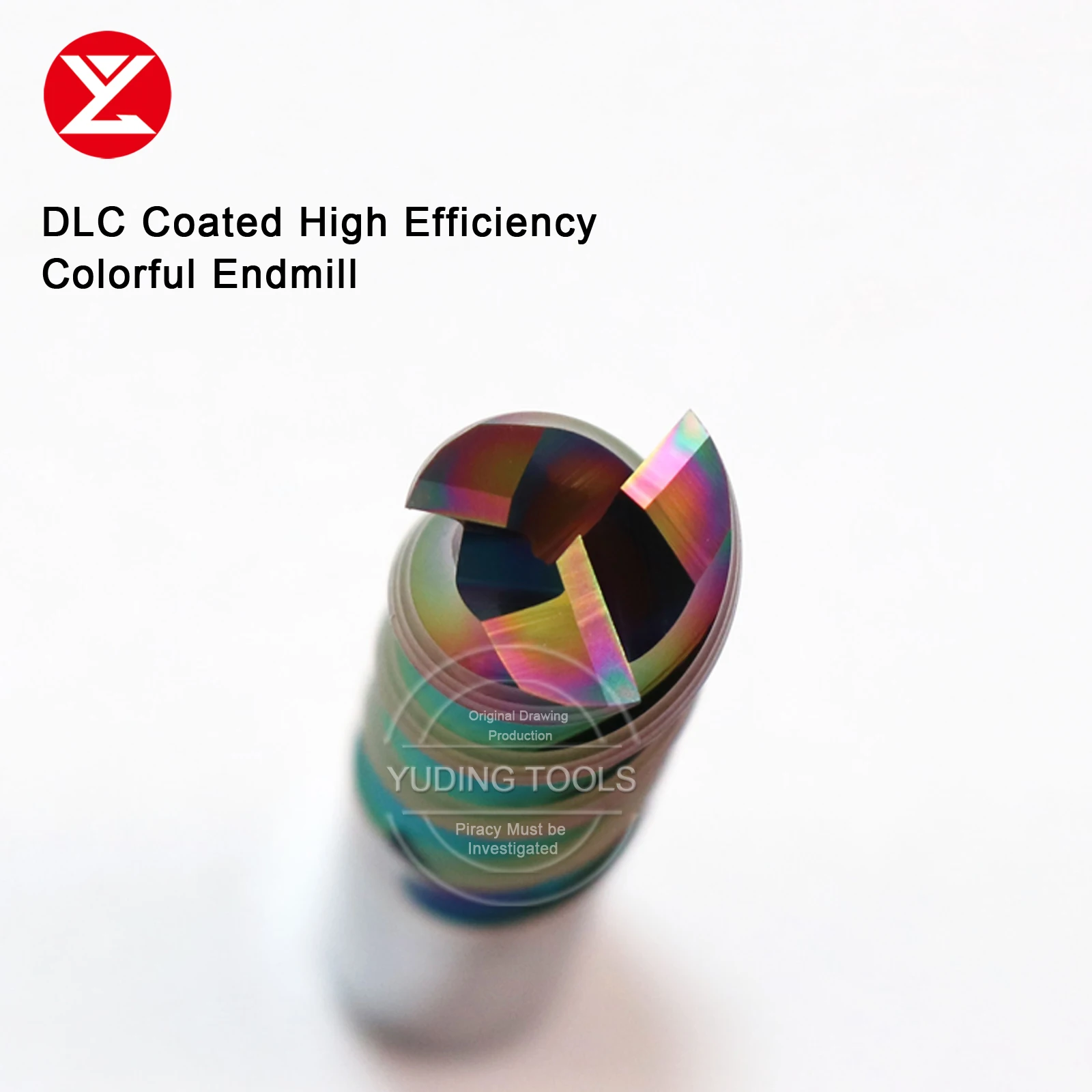 HRC60 DLC Coating Colorful High Gloss High Efficiency Aluminum Milling Cutter Tungsten Carbide Steel 3Flute End Mill 4 6 8 10mm