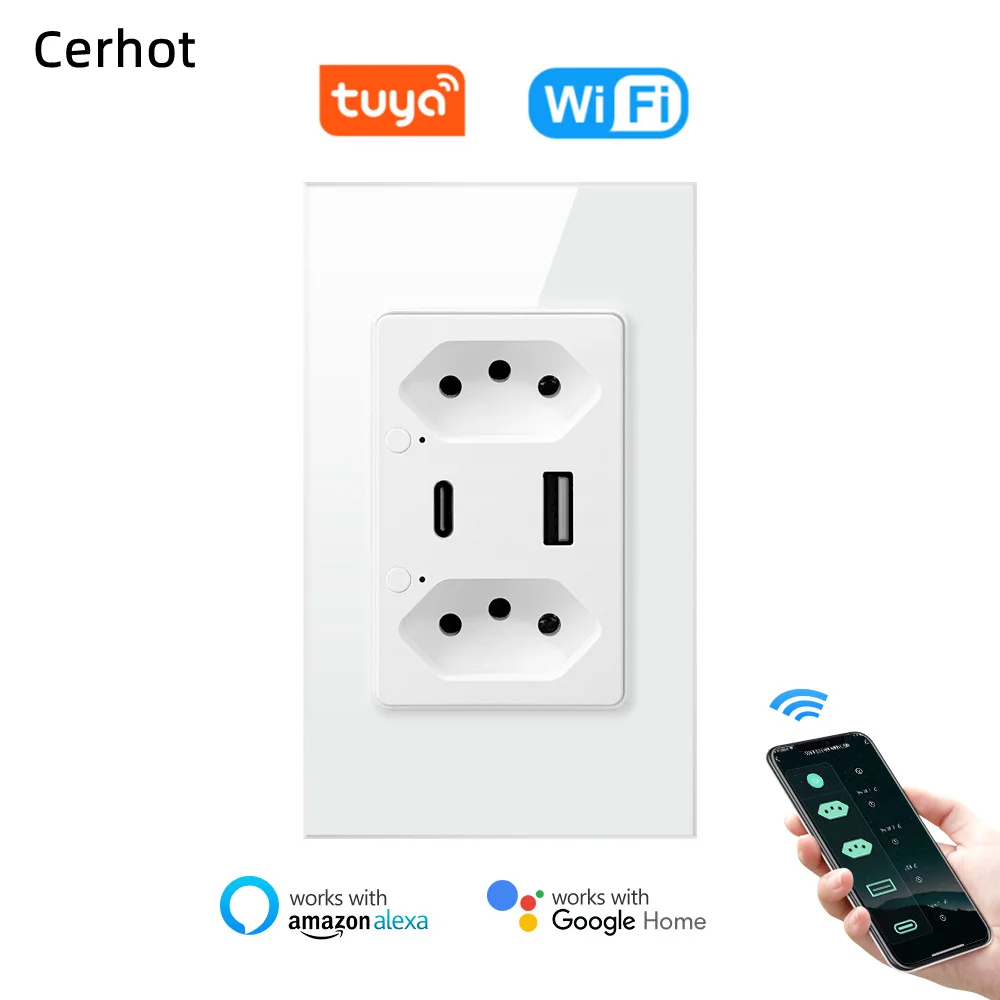 

Настенная розетка с USB-портом типа C и поддержкой Wi-Fi