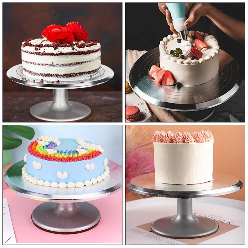 Imagem -06 - Turntable Cake Decoração Acessórios Grupo Rotating Cake Stand Tools Espátula de Metal Raspador Raspador de Pastelaria Pcs Aço Inoxidável