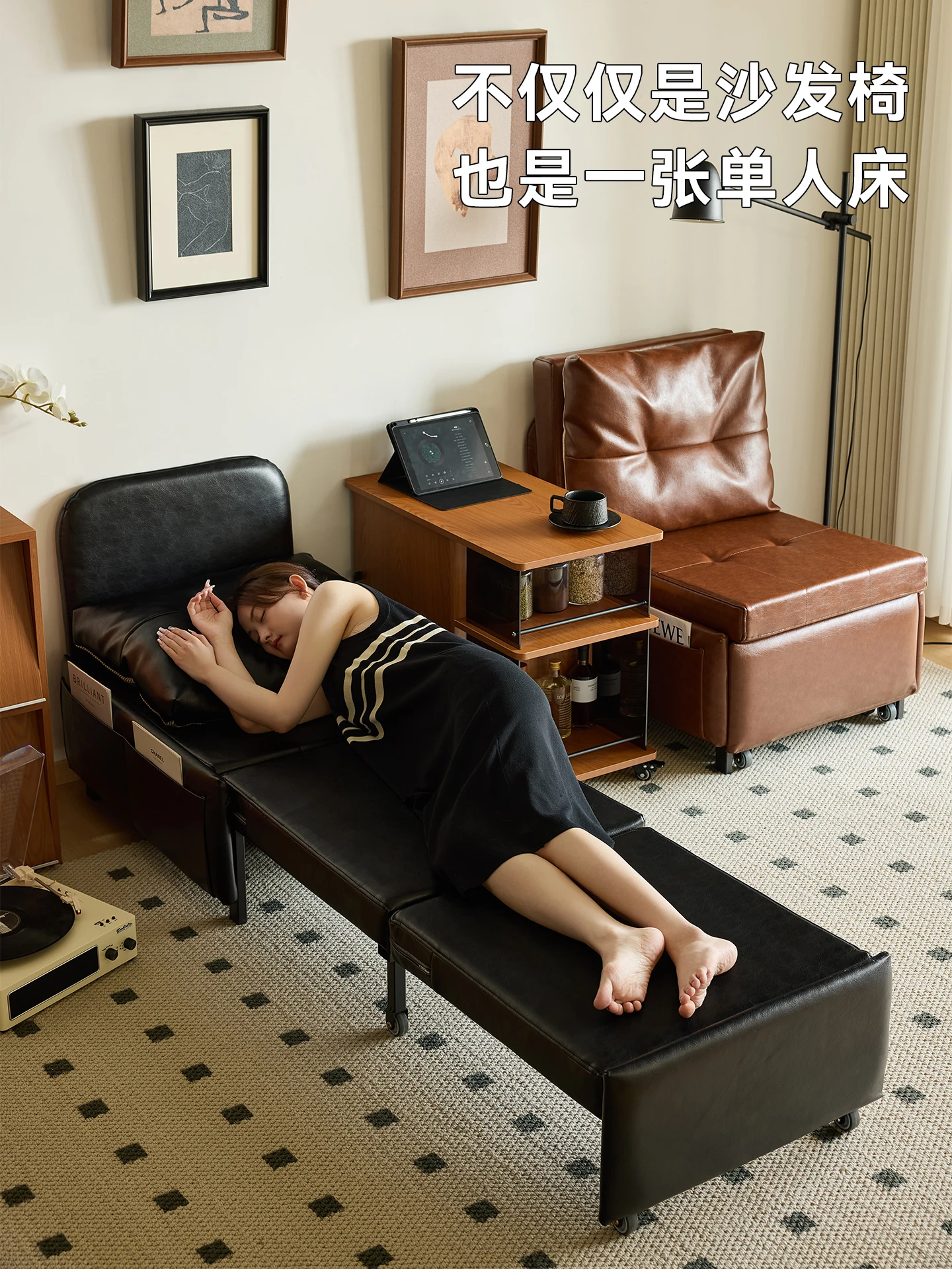 sofa bed, medieval style bedroom single retractable sofa bed, living room home folding multi-function