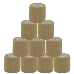 Beige Sports Self Adhesive Bandage Vet Wraps Tape Finger Joints Athletic Protective Kit Pet Elastic Bandage 2.5-15CM