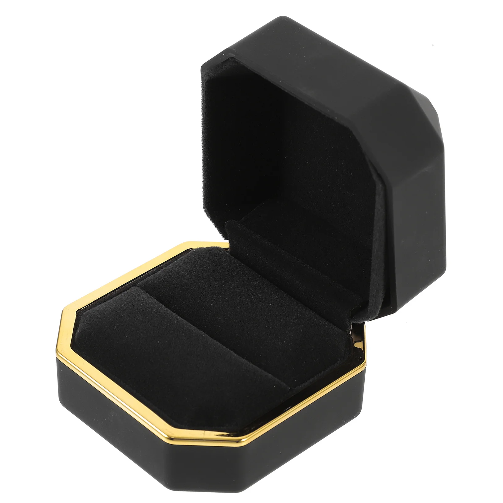 

Stylish Octagonal LED Ring Box Compact Portable Jewelry Organizer Romantic Wedding Engagement Proposal Ring Storage Gift Case