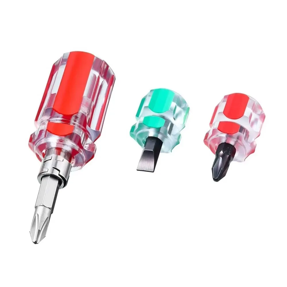 3-teiliger kurzer Schraubendreher mit flachem Kopf und Kreuzkopf, 2-in-1-Set für enge Räume, Reparatur von Nähmaschinen, Handwerkzeuge