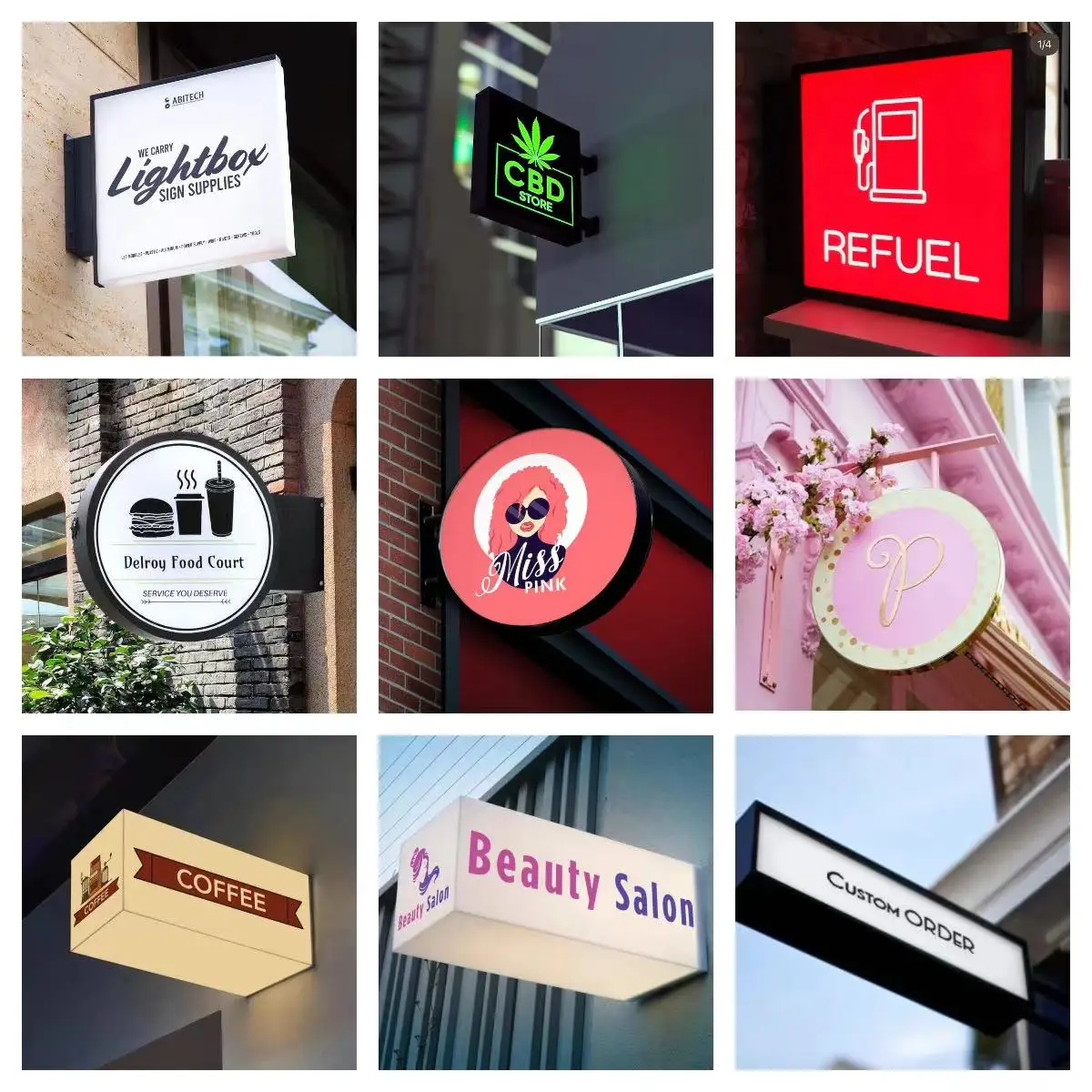 Custom Business LED Light Box Signboard Shop Signage Street Led Light Sign Acrylic Light Box Outdoor Wall Hanging Light Box