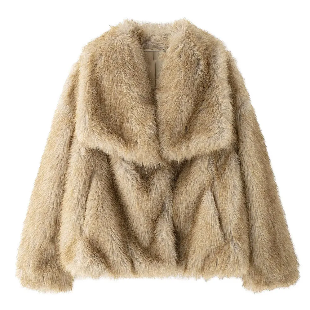 DiYiG سترة نسائية موضة شتاء 2024 جديدة على طراز Tongle متعددة الألوان من الفرو الصناعي سترة أنيقة ذات طية صدر السترة جوكر بأكمام طويلة ملابس خارجية Mujer