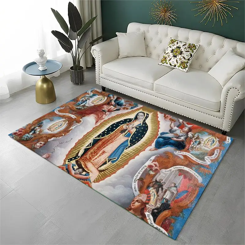 Virgin Mary Christian Faith Large Area Rug Non-slip Durable Carpet for Bedroom Living Room Sofa Doormat Home Decor Floor Mat