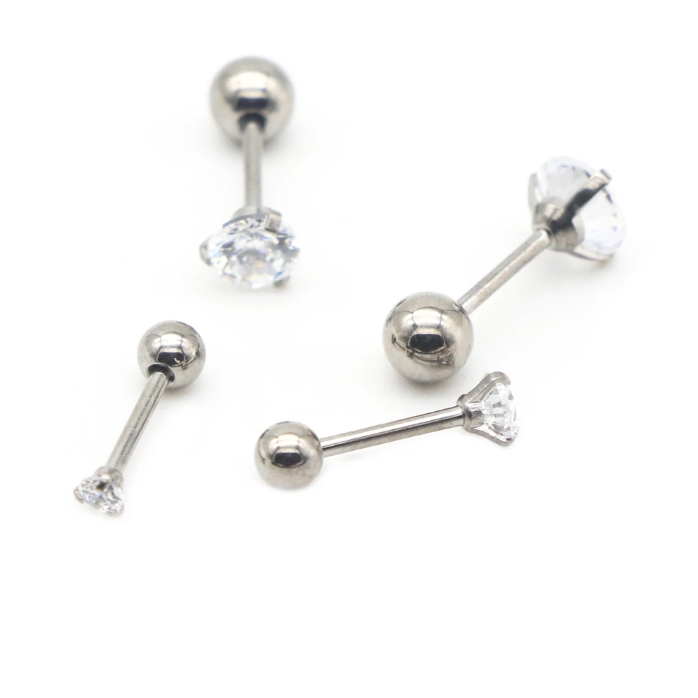 40pcs Titanium Crystal CZ Ear Stud ASTM F136 20G 2mm 3mm 4mm 5mm Earring Clear Zircon Nail Ear Tragus Women Jewelry Cute Girl