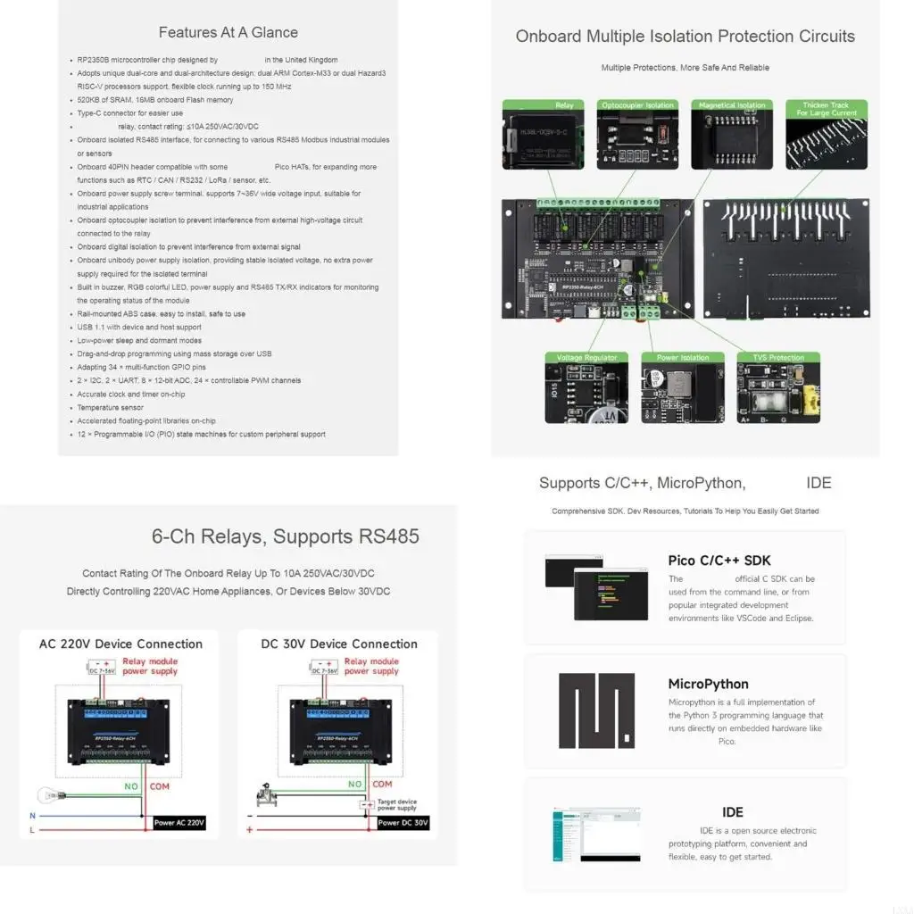 

LXAA реле управление модулем модуля на борту для интерфейсов RS485 6 Channel Professional