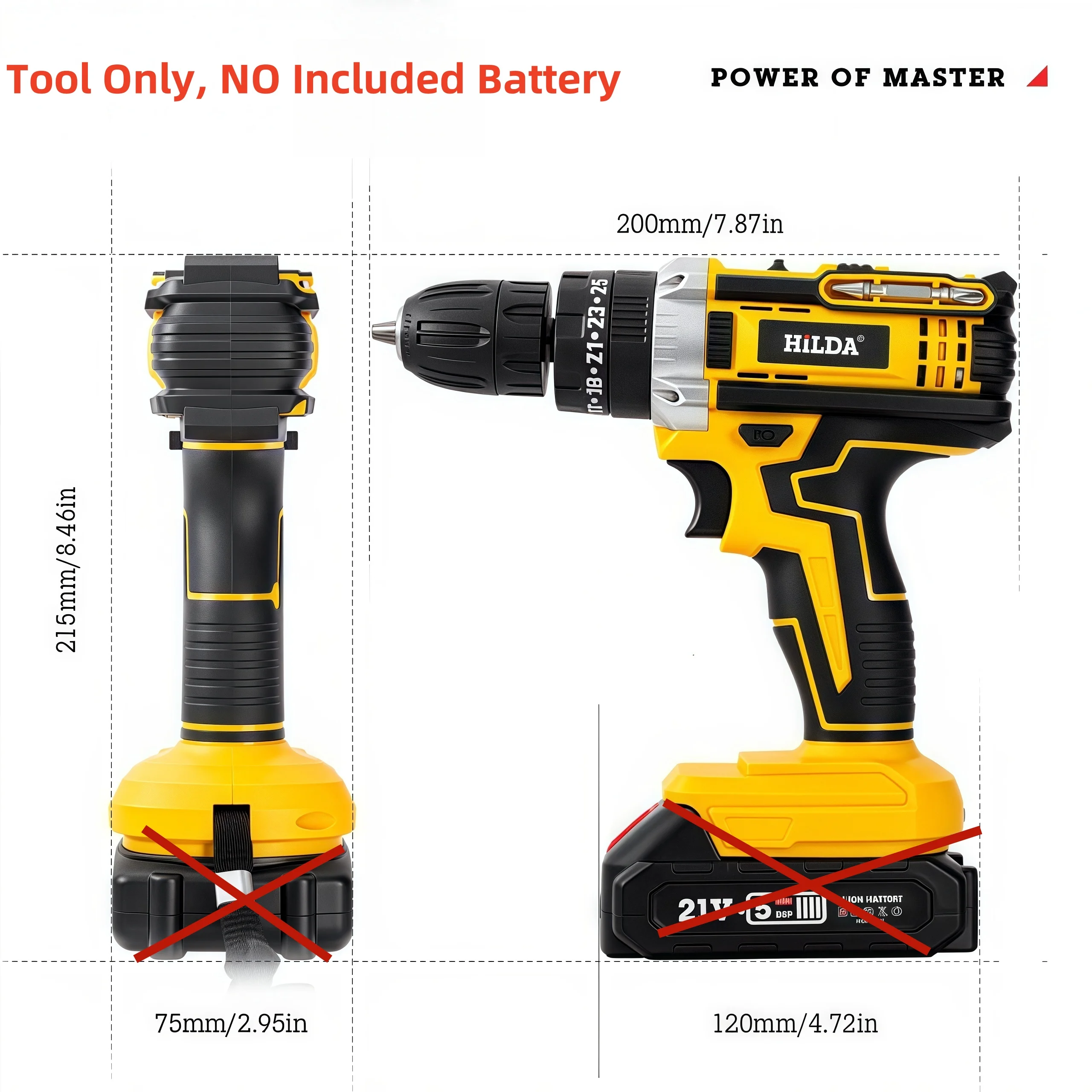 Multi-Function Impact lithium Drill Cordless Power Drill 21V Handheld Lithium Battery Charging Portable Electric Drill