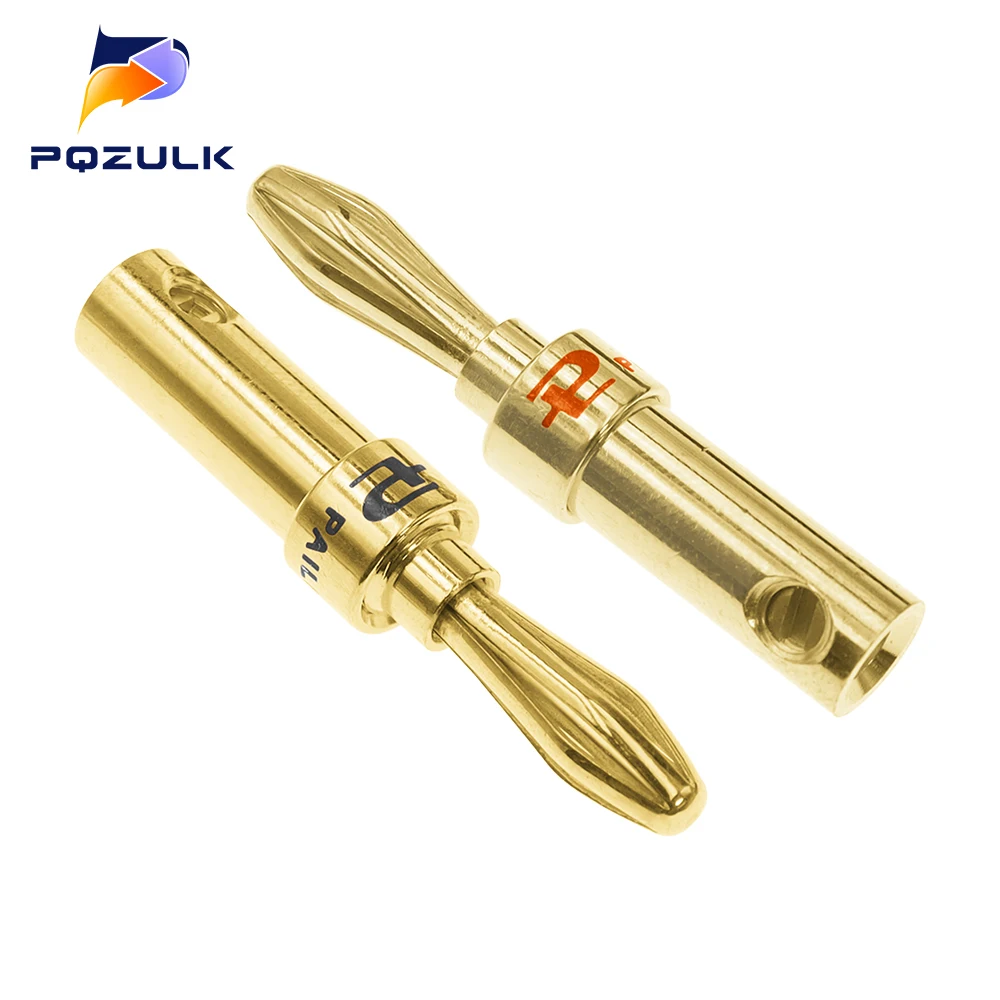 1PCS 4mm 24K High Quality Banana Plugs Copper Gold plated Speaker Cables Wire Pin Banana Plug Connectors